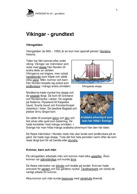 Vikingar - grundtext - Historiska museet