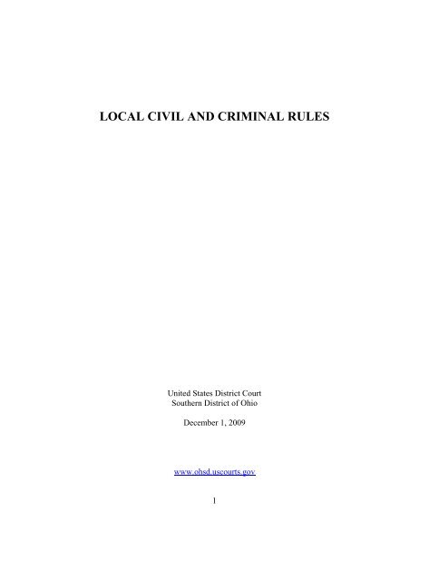 Local Civil And Criminal Rules Southern District Of Ohio