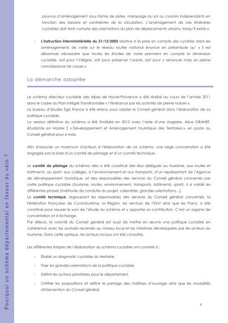 SchÃ©ma directeur cyclable 2012-2022 - Alpes-de-Haute-Provence