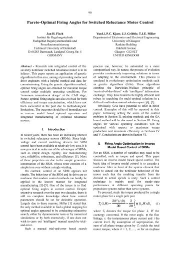 Pareto-Optimal Firing Angles for Switched Reluctance Motor Control