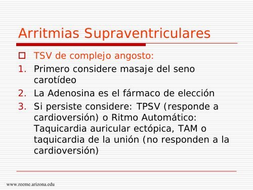 ARRITMIAS SUPRAVENTRICULARES - Reeme.arizona.edu