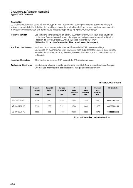 Liste de prix - Vaillant