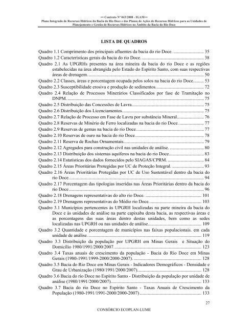 Plano Integrado de Recursos HÃ­dricos da Bacia do Rio ... - CBH Doce