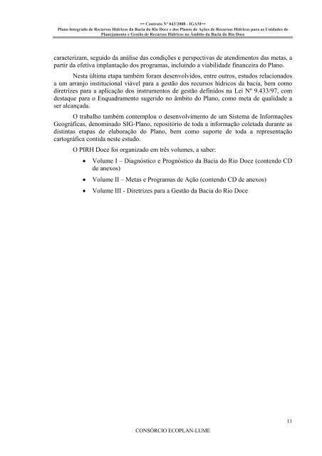 Plano Integrado de Recursos HÃ­dricos da Bacia do Rio ... - CBH Doce