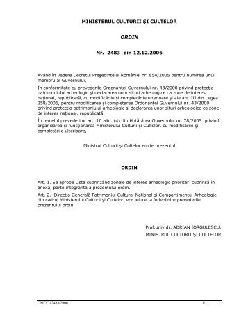 OMCC 2483/2006 - Ministerul Culturii