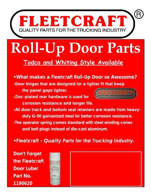 Fleetcraft Rollup door parts - New Life