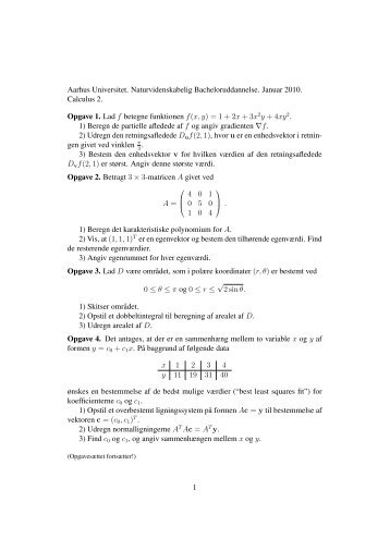 Eksamenssæt Calculus 2 (pdf) - Aarhus Universitet