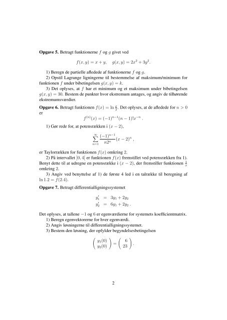 Eksamenssæt Calculus 2 (pdf) - Aarhus Universitet