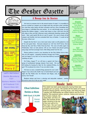 Issue 5 - July 31, 2009 - Gesher Summer Camp