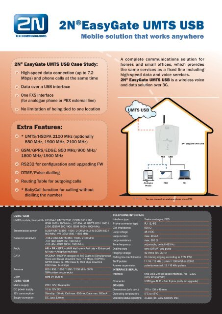 Analogue UMTS gateway 2NÂ® EasyGate UMTS USB