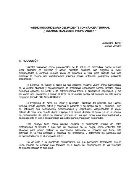 AtenciÃ³n domiciliaria del paciente con cÃ¡ncer terminal Â¿ estamos ...