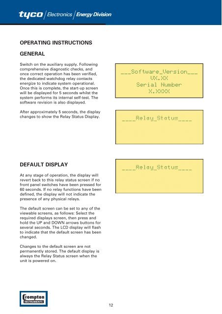 Installation and Operating Manual System Protection Relay Energy ...