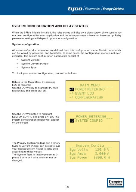 Installation and Operating Manual System Protection Relay Energy ...