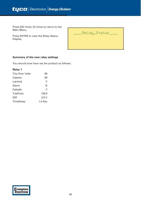 Installation and Operating Manual System Protection Relay Energy ...