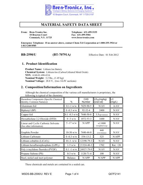Msds Bt a Rev E Bren Tronics