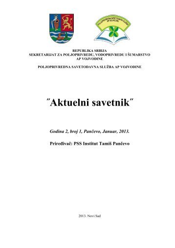 aktuelni savetnik broj 01/2013 - savetodavstvo - Vojvodina