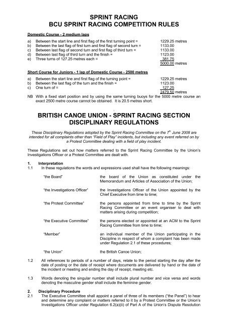 BCU Sprint Racing Rules 2011 - Canoe England