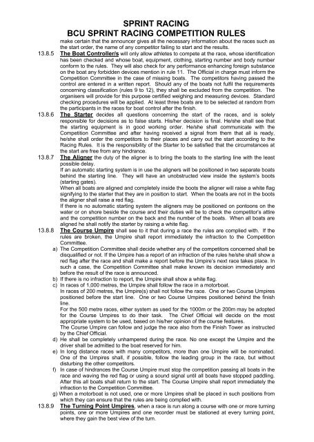 BCU Sprint Racing Rules 2011 - Canoe England