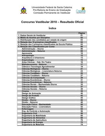 Resultado Oficial Completo (PDF) - Vestibular UFSC/2010