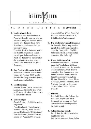 sl - news - letter - ii 2004/2005 - Hans-Böckler-Berufskolleg
