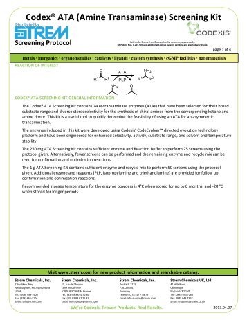 Screening Kit - Strem Chemicals Inc.