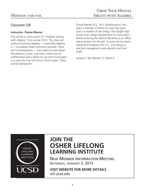 Osher Lifelong Learning Institute - UC San Diego