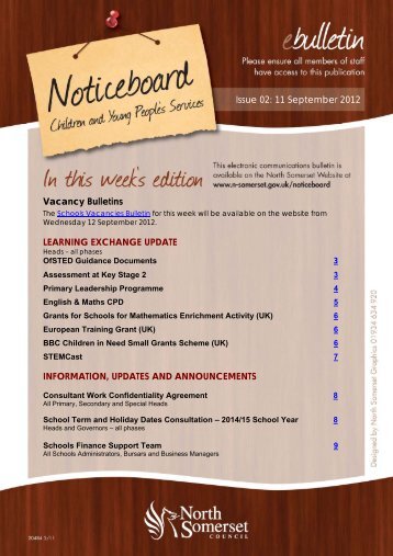 Noticeboard Edition 02: 11 September 2012 - North Somerset Council