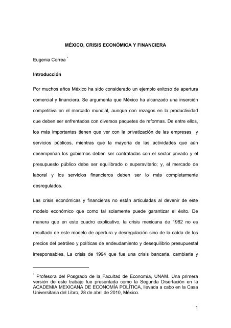 MÃ¨xico, Crisis EconÃ³mica y Financiera - Centro de Estudio Sobre ...