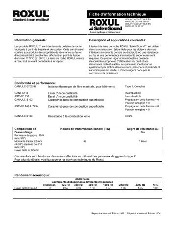 Fiche d'information technique - Roxul