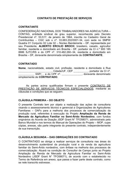 Minuta de Contrato e Termo de ReferÃªncia Ref. Aviso 034 ... - Contag