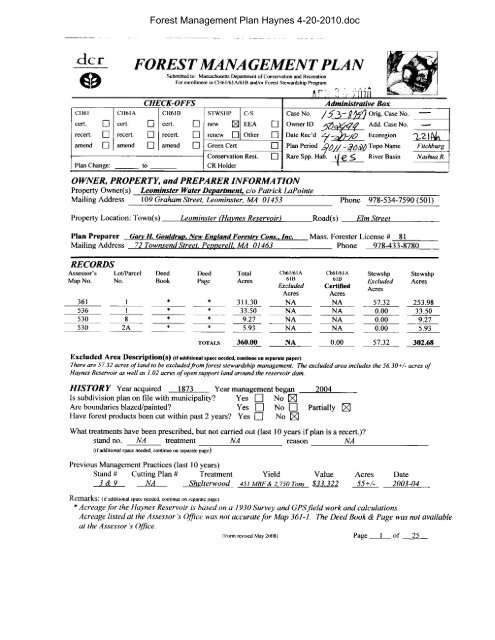 Forest Management Plan Haynes 4-20-2010.doc