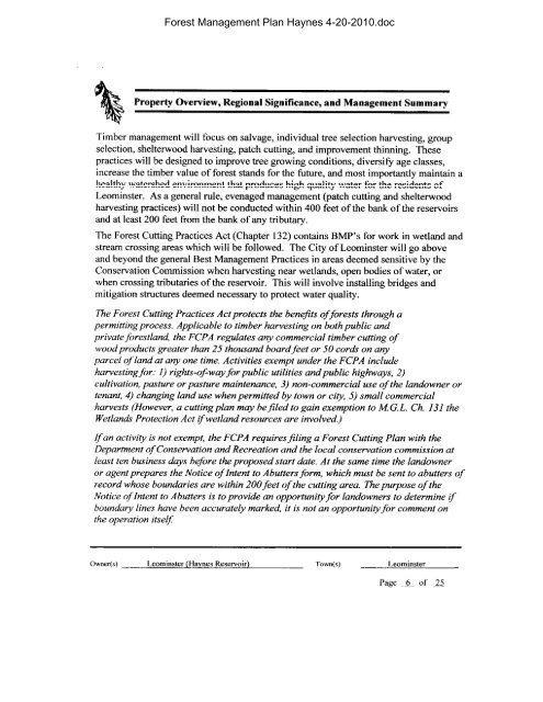 Forest Management Plan Haynes 4-20-2010.doc