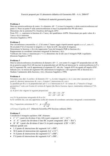 1 Esercizi proposti per il Laboratorio didattico di ... - Matematica