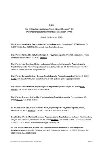 Â«AnredeÂ» Dipl - Psychotherapeutenkammer Niedersachsen