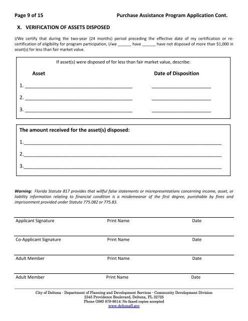 NSP Purchase Assistance Application - City of Deltona, Florida