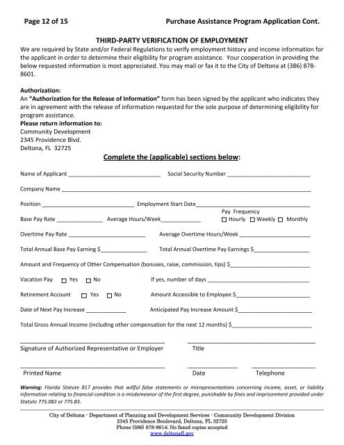 NSP Purchase Assistance Application - City of Deltona, Florida
