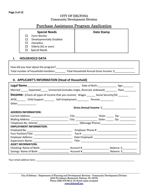 NSP Purchase Assistance Application - City of Deltona, Florida