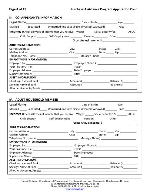 NSP Purchase Assistance Application - City of Deltona, Florida