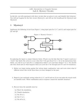 Lab 6: Mystery Circuits 1 Mystery1