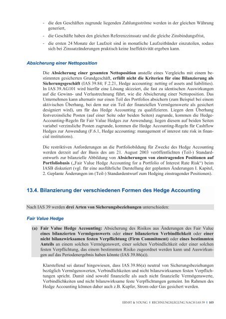 Rechnungslegung von Financial Instruments nach IAS 39 - Schweiz