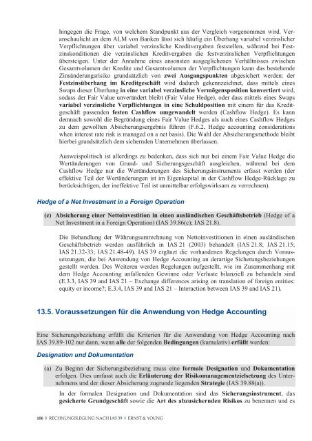 Rechnungslegung von Financial Instruments nach IAS 39 - Schweiz