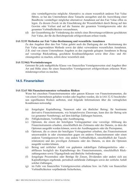 Rechnungslegung von Financial Instruments nach IAS 39 - Schweiz