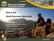 Roll of the Small Business Specialist - Army Medical Command ...