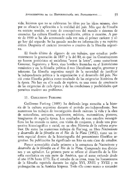 antecedentes de la historiografÃ­a del pensamiento filosÃ³fico argentino