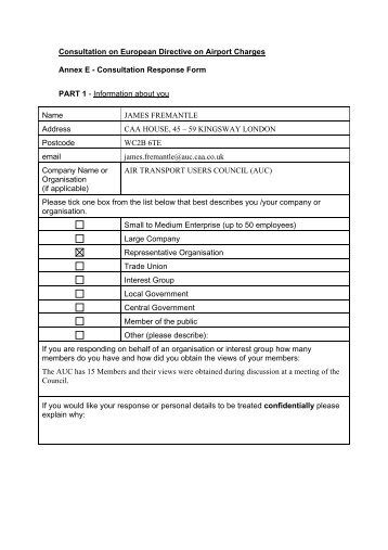 Annex E - Consultation Response Form - Air Transport Users Council