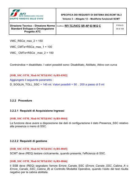 SSB SCMT SSC_SRS_revC_Allegato 12 modifiche ... - Trenitalia