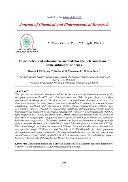 Fluorimetric and colorimetric methods for the determination of some ...