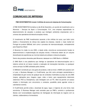 COMUNICADO DE IMPRENSA - Gesventure