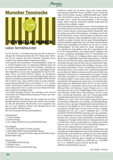 Ausgabe 2009/3 Informationen Berichte Kultur Sport Vereine - Mureck