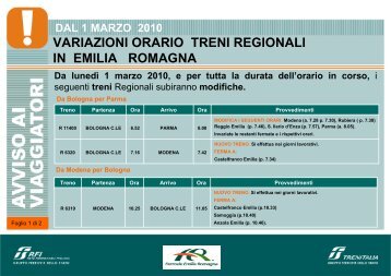 variazioni orario treni regionali in emilia romagna - Trenitalia